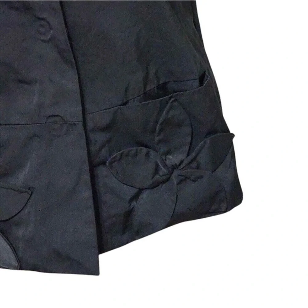 DKNY Black Cropped Short Sleeve Jacket‎ with Floral Detail Business Casual Small